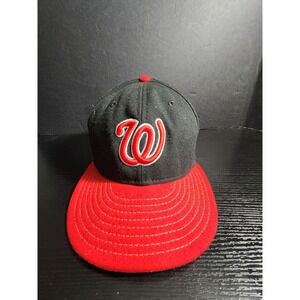 Washington Nationals New Era 59FIFTY Fitted 7 3/8 Hat MLB Baseball Cap Red Black